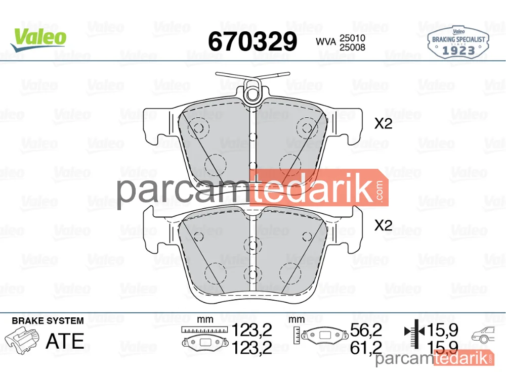 670329 | Fren Balatası (Arka) — VW Golf VII, Seat Leon ST, VW Golf VII Variant
